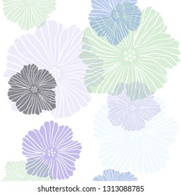 Light Multicolor vector seamless doodle background with flowers. Colorful illustration in doodle style with flowers. Design for wallpaper, fabric makers.