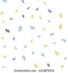 Light Multicolor vector seamless elegant background with leaves. Colorful abstract illustration with leaves in doodle style. Template for business cards, websites.