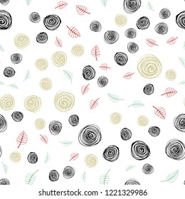 Light Multicolor vector seamless elegant wallpaper with leaves and flowers. An elegant bright illustration with leaves and flowers. Pattern for trendy fabric, wallpapers.