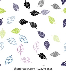 Light Multicolor vector seamless elegant wallpaper with leaves. An elegant bright illustration with leaves in Natural style. Pattern for trendy fabric, wallpapers.