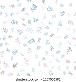 Light Multicolor vector seamless elegant pattern with leaves, branches. Colorful illustration in doodle style with leaves, branches. Design for textile, fabric, wallpapers.