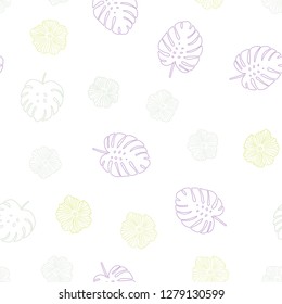 Light Multicolor vector seamless elegant template with flowers, leaves. Illustration with doodles on abstract template. Design for wallpaper, fabric makers.
