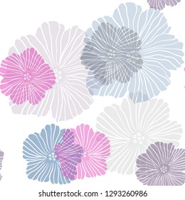 Light Multicolor vector seamless elegant template with flowers. Doodle illustration of flowers in Origami style. Design for wallpaper, fabric makers.
