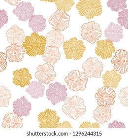 Light Multicolor vector seamless elegant background with flowers. Abstract illustration with flowers in doodles style. Pattern for design of fabric, wallpapers.