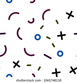Light Multicolor vector seamless layout with simple elements. Decorative abstract design of repeating lines, circles. Trendy design for wallpaper, fabric makers.