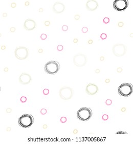 Light Multicolor vector seamless layout with circle shapes. Beautiful colored illustration with blurred circles in nature style. Pattern can be used for ads, leaflets.