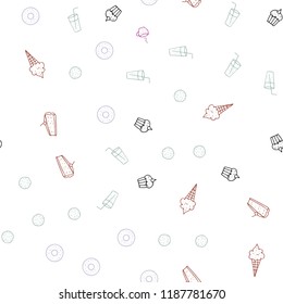 Light Multicolor vector seamless layout with restaurant food. Illustration with set of fresh food in doodle style. Pattern for ads of breakfast, lunch, dinner.