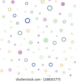Light Multicolor vector seamless layout with circle shapes. Illustration with set of shining colorful abstract circles. Template for business cards, websites.