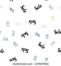 Light Multicolor vector seamless layout with discount of 30%, 40%, 50%. Gradient illustration with discount signs on white backdrop. Backdrop for mega promotions, discounts.