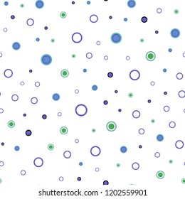 Light Multicolor vector seamless layout with circle shapes. Modern abstract illustration with colorful water drops. Pattern for trendy fabric, wallpapers.
