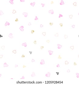 Light Multicolor vector seamless layout with sweet hearts. Beautiful colored illustration with hearts in celebration style. Template for Valentine's greeting postcards.