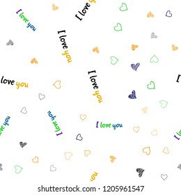Light Multicolor vector seamless layout with sweet hearts. Beautiful colored illustration with hearts in celebration style. Pattern can be used for valentine's ad, booklets.