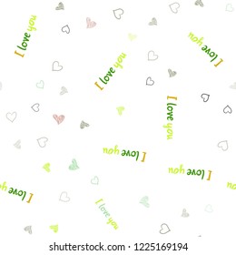 Light Multicolor vector seamless layout with sweet hearts. Hearts on blurred abstract background with colorful gradient. Pattern can be used for valentine's ad, booklets.