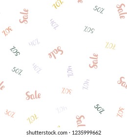Light Multicolor vector seamless layout with discount of 30%, 40%, 50%. Abstract illustration with colorful gradient symbols of sales. Backdrop for mega promotions, discounts.