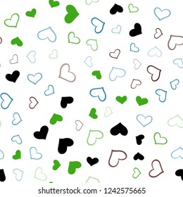 Light Multicolor vector seamless layout with sweet hearts. Glitter abstract illustration with colorful hearts in romantic style. Pattern can be used for valentine's ad, booklets.