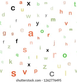 Light Multicolor vector seamless layout with latin alphabet. Blurred design in simple style with signs of alphabet. Design for textile, fabric, wallpapers.