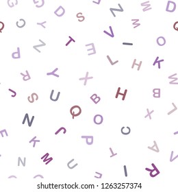 Light Multicolor vector seamless layout with latin alphabet. Modern geometrical illustration with ABC english symbols. Texture for window blinds, curtains.