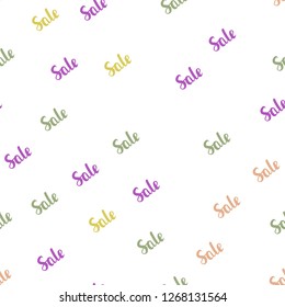 Light Multicolor vector seamless layout with discount words. Abstract illustration with colorful gradient symbols of sales. Backdrop for super sales on Black Friday.