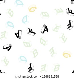 Light Multicolor vector seamless layout with 3D latin alphabet. Abstract illustration with colorful 3D latin alphabet. Design for wallpaper, fabric makers.