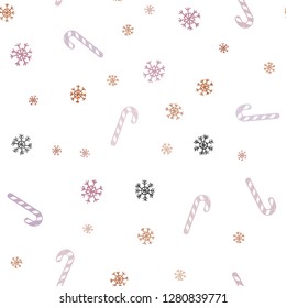 Light Multicolor vector seamless layout with christmas sweet desserts.
