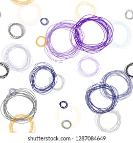Light Multicolor vector seamless layout with circle shapes. Illustration with set of shining colorful abstract circles. Design for textile, fabric, wallpapers.