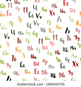 Light Multicolor vector seamless layout with latin alphabet. Abstract illustration with colored latin alphabet. Design for wallpaper, fabric makers.