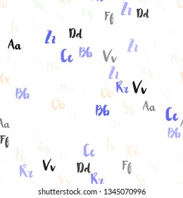 Light Multicolor vector seamless layout with latin alphabet. Shining colorful illustration with isolated letters. Design for textile, fabric, wallpapers.