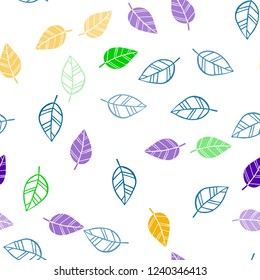 Light Multicolor vector seamless natural backdrop with leaves. Colorful abstract illustration with leaves in doodle style. Trendy design for wallpaper, fabric makers.