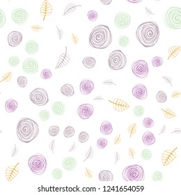 Light Multicolor vector seamless natural backdrop with leaves and flowers. Colorful abstract illustration with leaves in doodle style. Texture for window blinds, curtains.