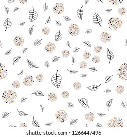 Light Multicolor vector seamless natural pattern with leaves, flowers. Design in Indian style on white background. Pattern for design of window blinds, curtains.