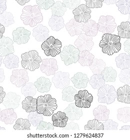 Light Multicolor vector seamless natural background with flowers. Illustration with colorful abstract doodle flowers. Template for business cards, websites.