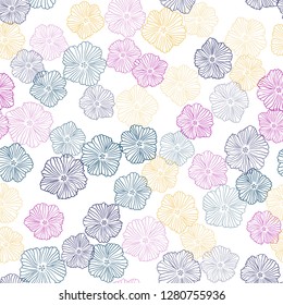 Light Multicolor vector seamless natural background with flowers. Shining colored illustration with flowers. Template for business cards, websites.