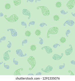 Light Multicolor vector seamless natural backdrop with leaves and flowers. Abstract illustration with leaves, flowers in doodles style. Hand painted design for web, leaflet, textile.