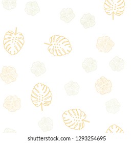 Light Multicolor vector seamless natural backdrop with flowers, leaves. Leaves, flowers in natural style on white background. Pattern for trendy fabric, wallpapers.