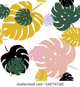 Light Multicolor vector seamless natural artwork with leaves. Sketchy doodles with leaves on blurred background. Design for textile, fabric, wallpapers.