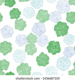 Light Multicolor vector seamless natural background with flowers. Glitter abstract illustration with flowers. Texture for window blinds, curtains.