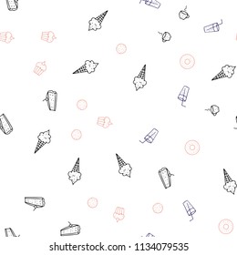Light Multicolor vector seamless pattern with fresh ingredients. Fast Food on blurred abstract background with colorful gradient. Pattern for menu of cafes, bars, restaurants.