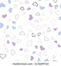 Light Multicolor vector seamless pattern with colorful hearts. Hearts on blurred abstract background with colorful gradient. Pattern for carnival, festival romantic leaflets.