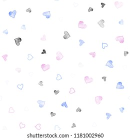 Light Multicolor vector seamless pattern with colorful hearts. Illustration with hearts in love concept for valentine's day. Pattern for carnival, festival romantic leaflets.