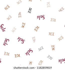 Light Multicolor vector seamless pattern with 30, 40, 50 percentage signs. Abstract illustration with colorful gradient symbols of sales. Pattern for ads, posters, banners of sales.