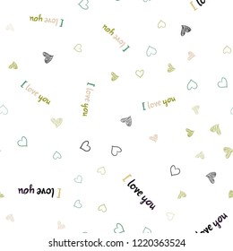 Light Multicolor vector seamless pattern with colorful hearts. Glitter abstract illustration with colorful hearts in romantic style. Template for Valentine's greeting postcards.