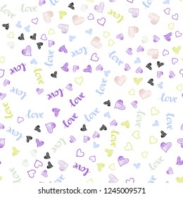 Light Multicolor vector seamless pattern with phrase LOVE YOU, hearts. Illustration with phrase LOVE YOU, hearts for valentine's day. Design for wallpaper, fabric makers.