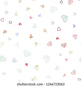 Light Multicolor vector seamless pattern with colorful hearts. Illustration with hearts in love concept for valentine's day. Beautiful design for your business advert of anniversary.