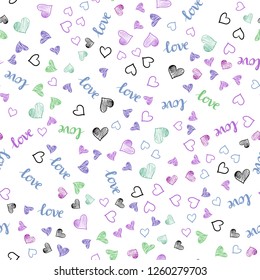 Light Multicolor vector seamless pattern with phrase LOVE YOU, hearts. Illustration with phrase LOVE YOU, hearts for valentine's day. Design for wallpaper, fabric makers.