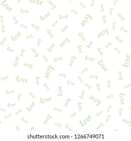 Light Multicolor vector seamless pattern with phrase LOVE YOU. Decorative design in doodle style with text LOVE YOU. Design for textile, fabric, wallpapers.