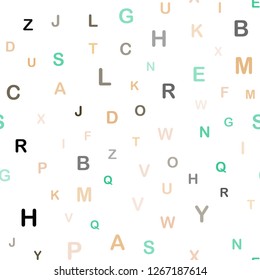 Light Multicolor vector seamless pattern with ABC symbols. Modern geometrical illustration with ABC english symbols. Design for wallpaper, fabric makers.