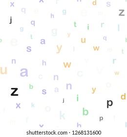 Light Multicolor vector seamless pattern with ABC symbols. Colored alphabet signs with gradient on white background. Design for wallpaper, fabric makers.