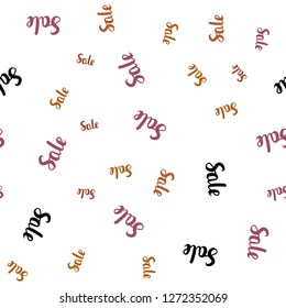 Light Multicolor vector seamless pattern with sale signs. Colored words of sales with gradient on white background. Backdrop for mega promotions, discounts.