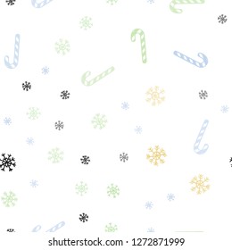 Light Multicolor vector seamless pattern with delicious xmas candies.