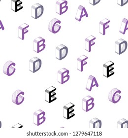 Light Multicolor vector seamless pattern with 3D ABC symbols. Colorful gradient design in 3D style with signs of alphabet. Pattern for design of fabric, wallpapers.